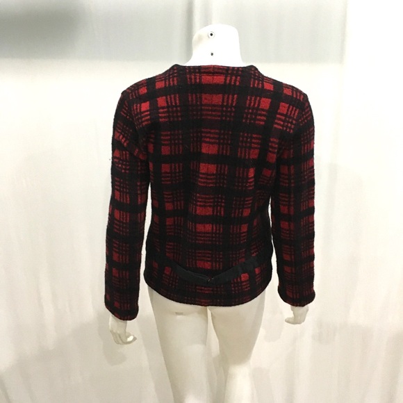 RRL Womans Red Plaid Check Cardigan Sweater - Picture 5 of 6